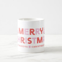 Caneca De Café Retro Personalizado Árvore de Natal Rosa e Vermelh