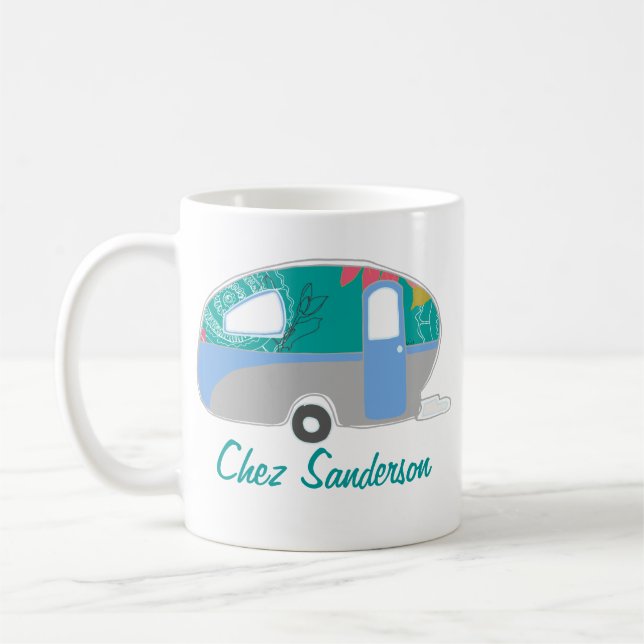 Caneca De Café Retro Personalizado Caravana Art Mugs (Esquerda)