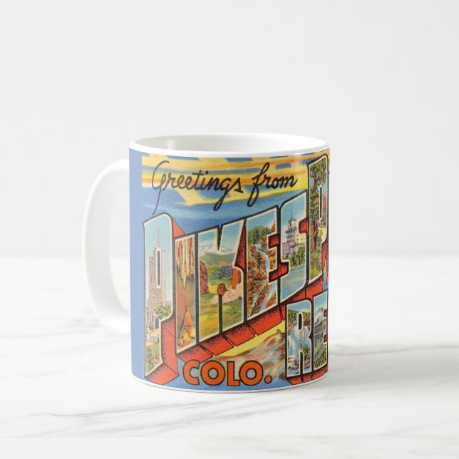 Caneca De Café Retro Pikes Pico de Colorado Mug (Frente Esquerda)