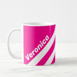 Caneca De Café Retro Pink Lollipop Three Stripes with Name