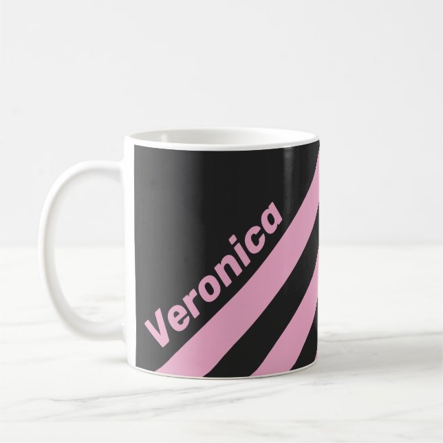 Caneca De Café Retro Pink Night Três Listras com Nome (Esquerda)