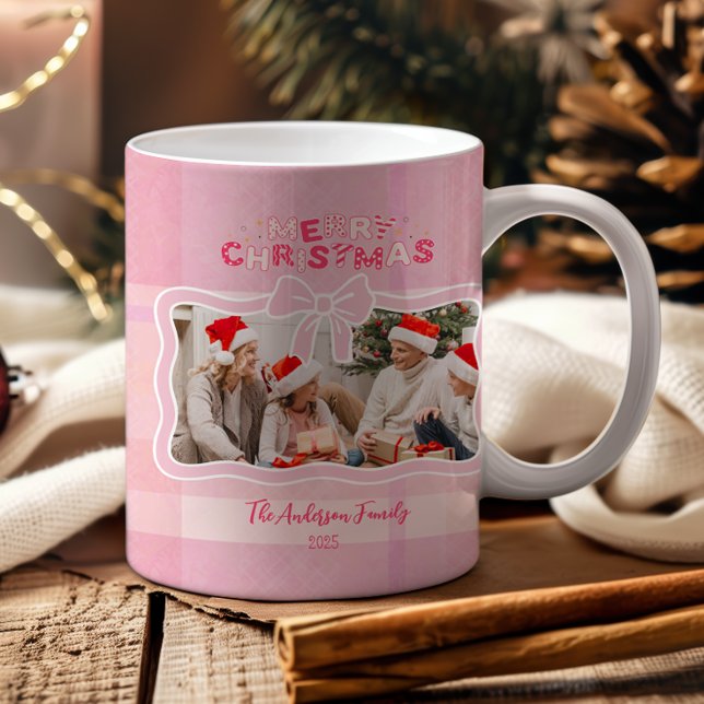 Caneca De Café Retro Pink Plaid Whimsical Holiday  (Criador carregado)