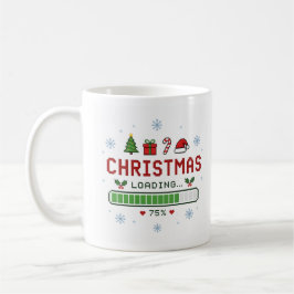 Caneca De Café Retro Pixel Art Natal Carregando 75 Porcento Gamer