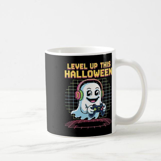 Caneca De Café Retro Pixel Ghost Gamer Halloween Cute Spooky Gami (Direita)