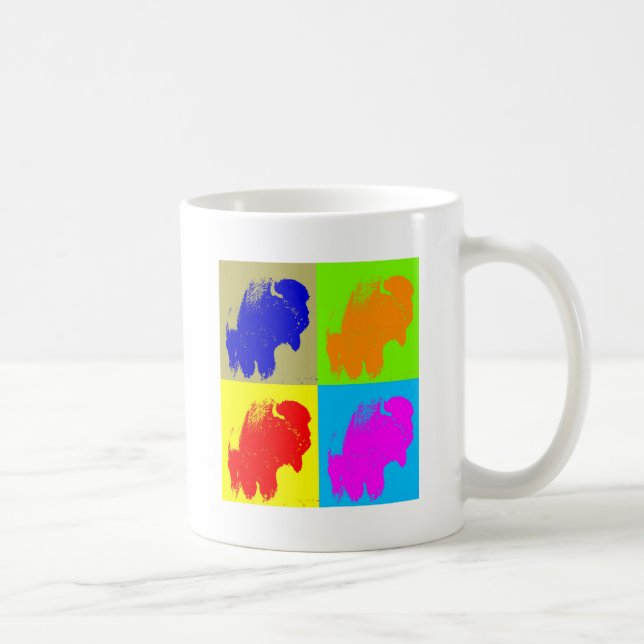 Caneca De Café Retro Pop Art Bison Buffalo Trabalho de arte (Direita)
