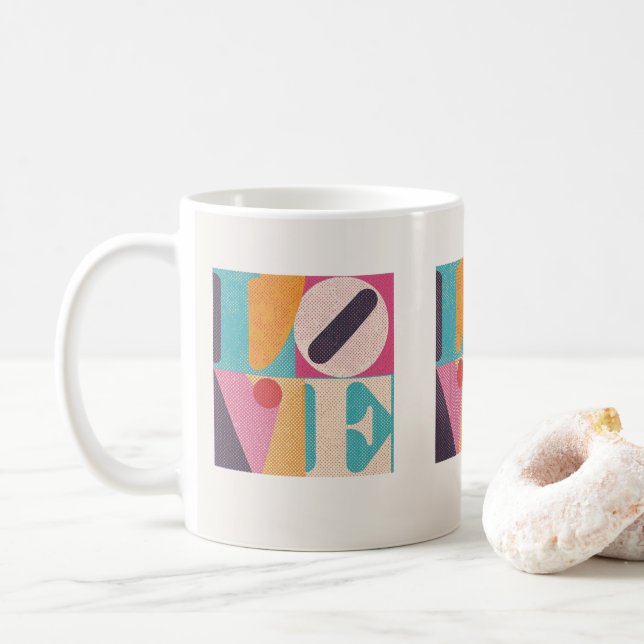 Caneca De Café Retro Pop Art LOVE – Valentine’s Day Coffee Mug (Com Donut)