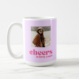 Caneca De Café Retro Purple & Pink, aniversário de 40 anos