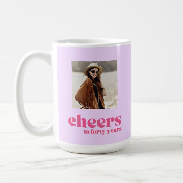 Caneca De Café Retro Purple & Pink, aniversário de 40 anos (Esquerda)