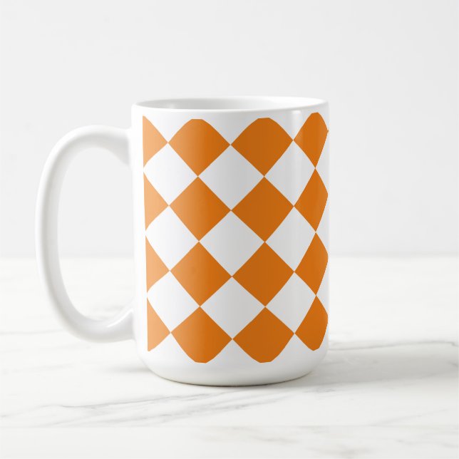 Caneca De Café Retro Quadrados Laranja e Branco (Esquerda)