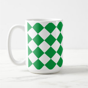 Caneca De Café Retro Quadrados Verde e Branco Retro