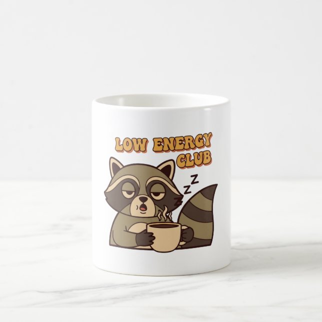 Caneca De Café Retro Raccoon Tired Vibes White Mug (Centro)
