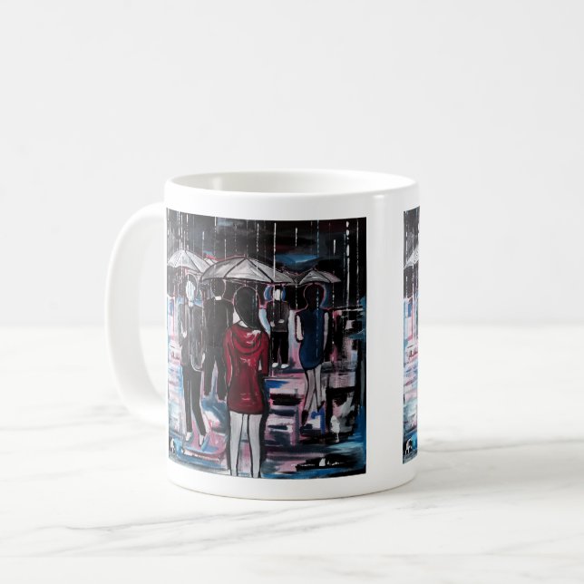 Caneca De Café Retro Rain Painting by Alfred Fox  (Frente Esquerda)