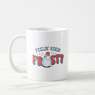 Caneca De Café Retro Red Feelin Um Pouco Engraçado Snowman
