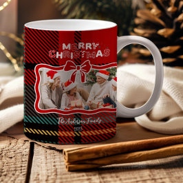 Caneca De Café Retro Red Plaid Whimsical Christmas