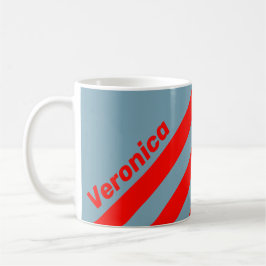 Caneca De Café Retro Red Sea Three Stripes with Name