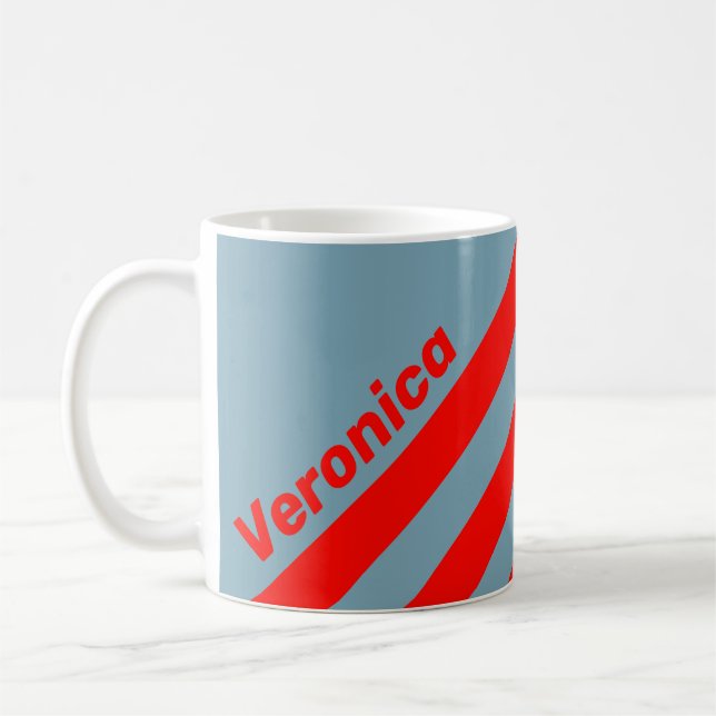 Caneca De Café Retro Red Sea Three Stripes with Name (Esquerda)