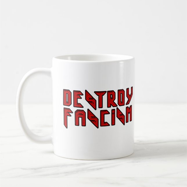 Caneca De Café Retro Rocker - Destrua o fascismo (Esquerda)