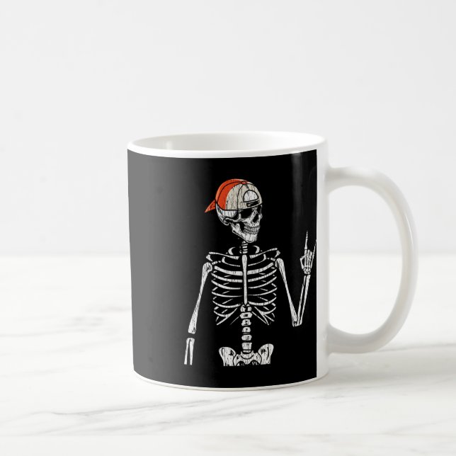 Caneca De Café Retro Rocker Skeleton Roda Na Boné Skater Hall (Direita)