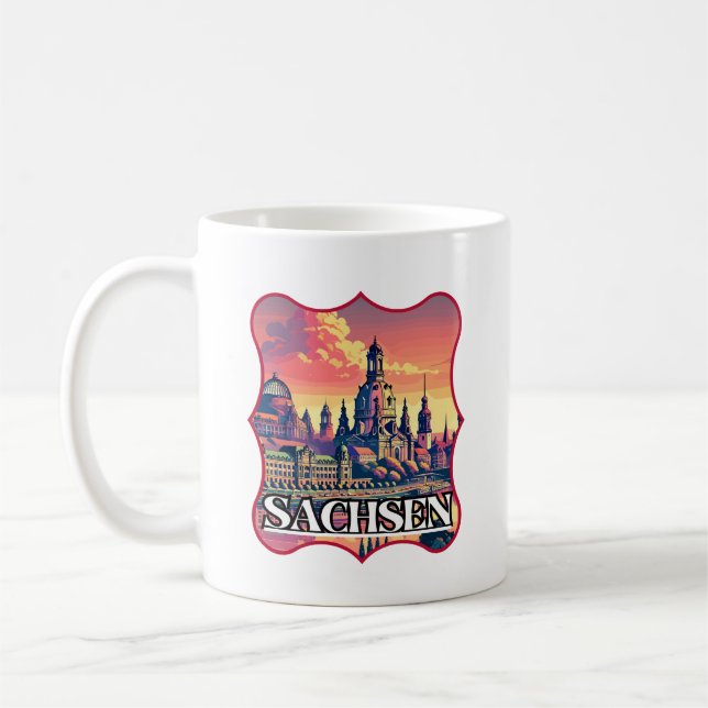 Caneca De Café Retro Sachsen Skyline (Esquerda)