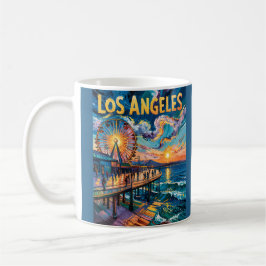 Caneca De Café Retro Santa Monica Pier Los Angeles Van Gogh Art