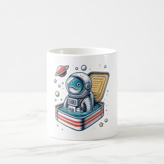 Caneca De Café  Retro Sardine Astronaut Funny Mug (Centro)