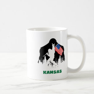 Caneca De Café Retro Sasquatch Kansas Usa Bandeira Bigfoot Caminh