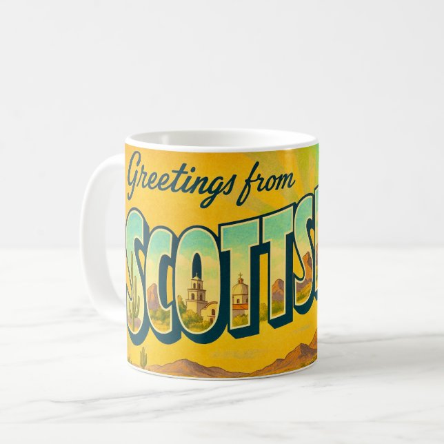 Caneca De Café Retro Scottsdale AR Postcard Mug (Frente Esquerda)