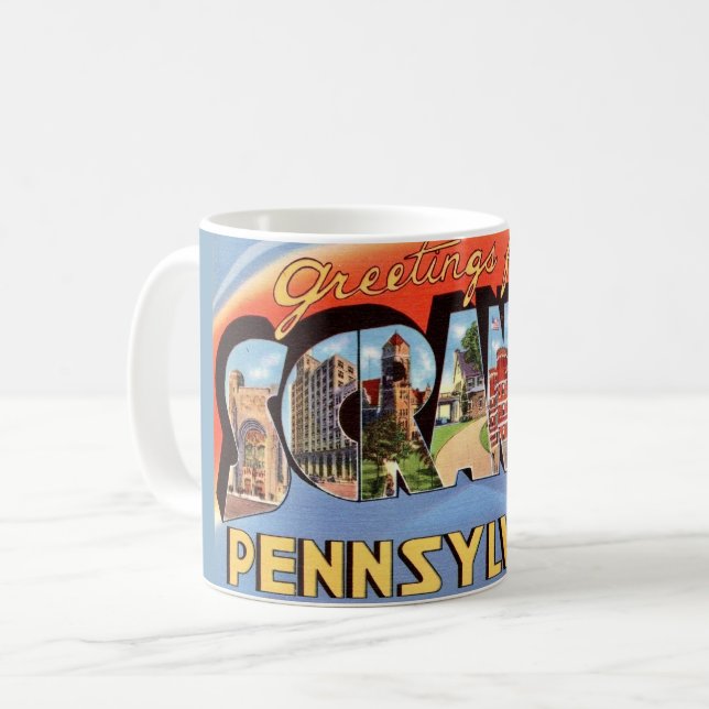 Caneca De Café Retro Scranton PA - Mug de Saudação (Frente Esquerda)