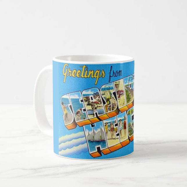 Caneca De Café Retro Seaside Heights NJ  Cartão Postal (Frente Esquerda)