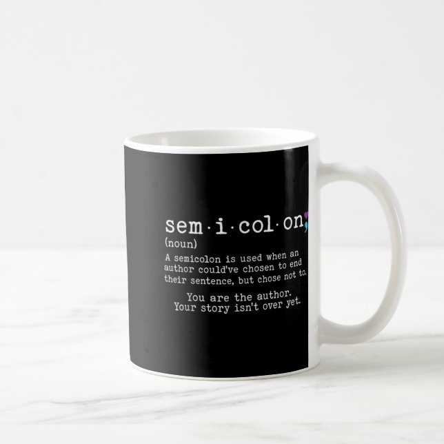 Caneca De Café Retro Semicolon Definition Suicide Prevention Awar (Direita)