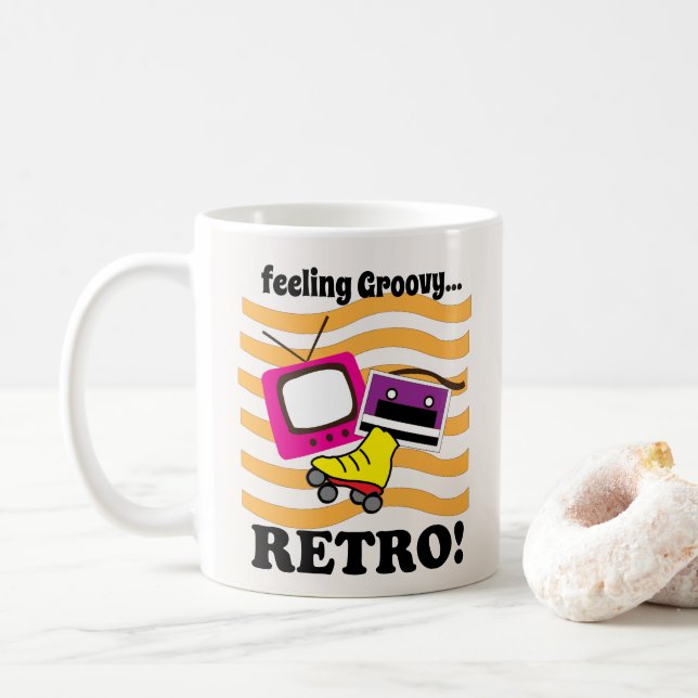 Caneca De Café Retro Sensação de Groovy Retro (Com Donut)