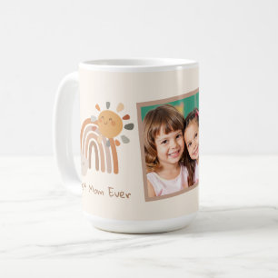 Caneca De Café Retro Sol Maior Mãe de Todos os Tempos Boho Arco-í