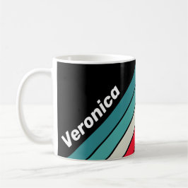 Caneca De Café Retro Stealth Rainbow Striped with Name