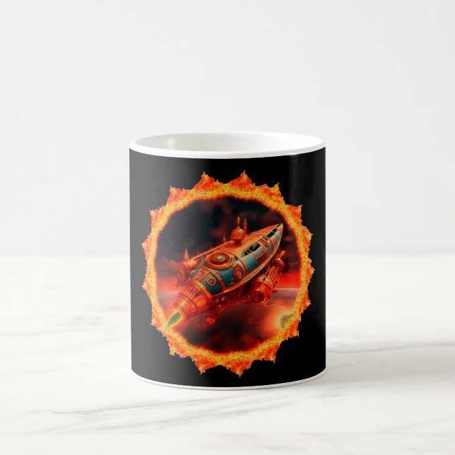Caneca De Café Retro Steampunk Moon Rocket (Centro)