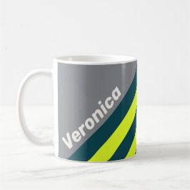 Caneca De Café Retro Storm Cloud Grove Stripes with Name