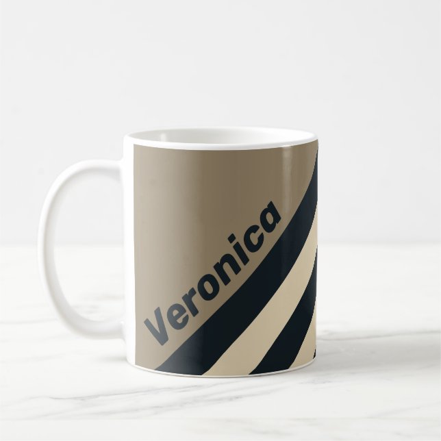 Caneca De Café Retro Stormy Desert Three Stripes with Name (Esquerda)