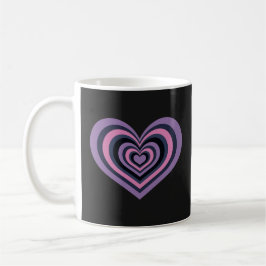 Caneca De Café Retro Striped Heart Mug - Purple on Black
