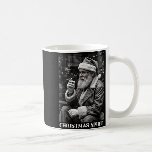Caneca De Café Retro Style Santa Claus Smoking Cigarette Christma (Direita)