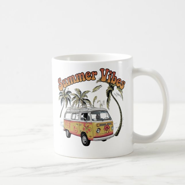 Caneca De Café "Retro Summer Vibes Van Design - Perfeito para Pra (Direita)