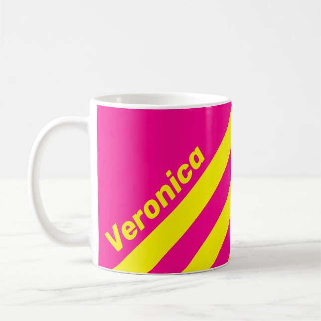 Caneca De Café Retro Sun Soaked Three Stripes with Name (Esquerda)