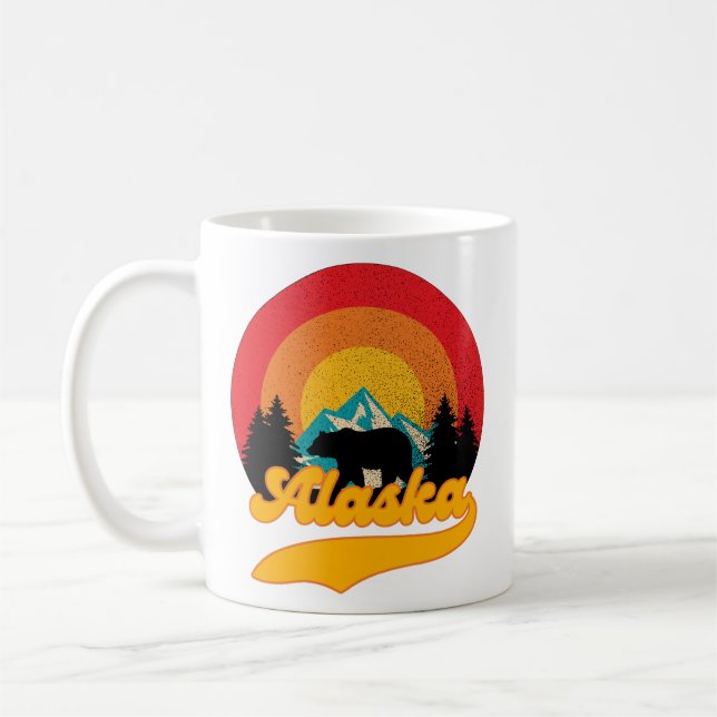 Caneca De Café Retro Sunset Alaska Juneau Bear Mountain Wild AK (Esquerda)