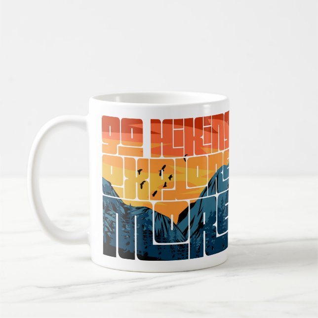 Caneca De Café Retro Sunset Landscape Hiking Adventure Explorar (Esquerda)
