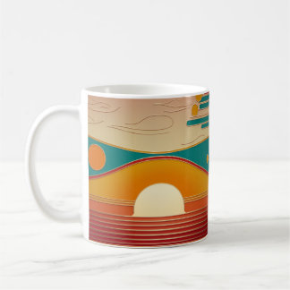 Caneca De Café Retro Sunset Lines Aesthetic Classic Coffee Mug