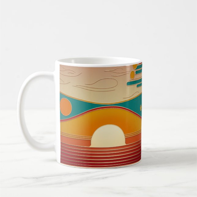 Caneca De Café Retro Sunset Lines Aesthetic Classic Coffee Mug (Esquerda)