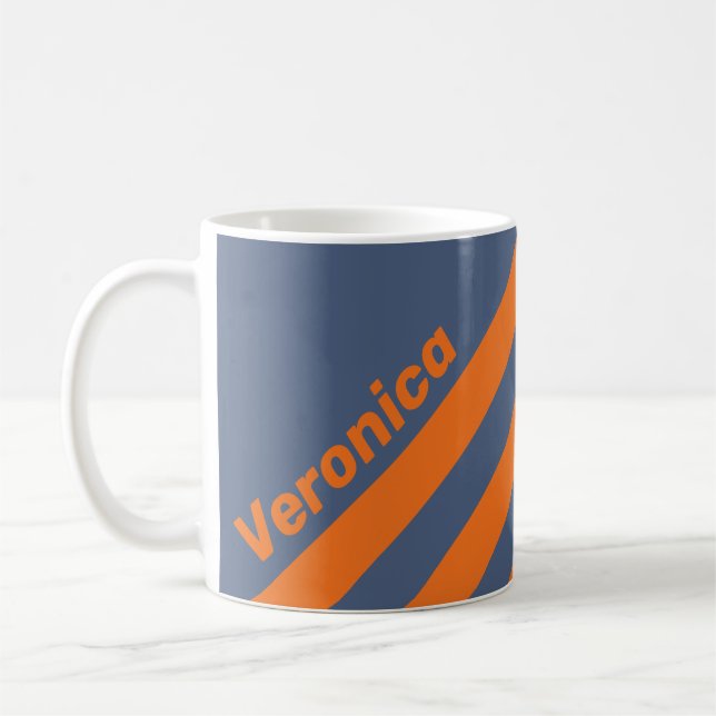 Caneca De Café Retro Sunset Shoreline Three Stripes with Name (Esquerda)