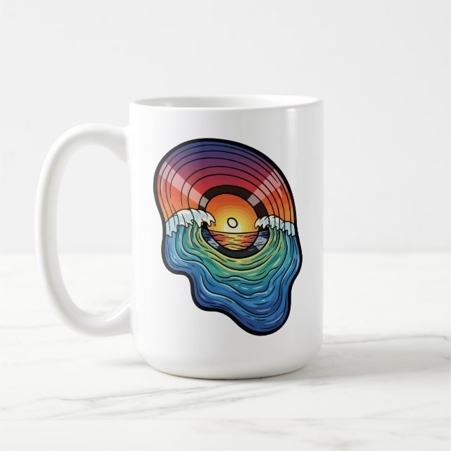 Caneca De Café Retro Sunset Wave Vinyl Aesthetic (Esquerda)