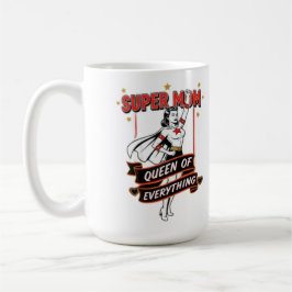 Caneca De Café Retro Super Mom Queen of Everything Art Tee