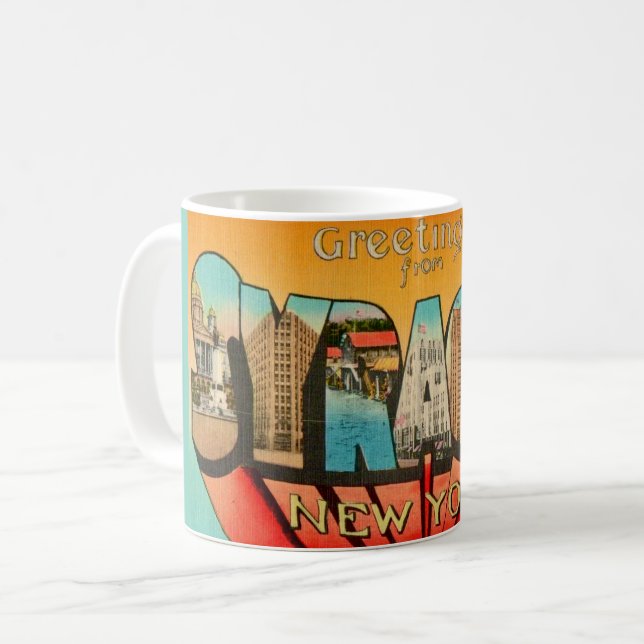 Caneca De Café Retro Syracuse New York Saudação Mug (Frente Esquerda)