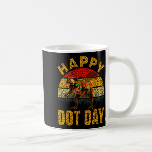 Caneca De Café Retro T Rex Amantes de Dinossauros Bolinhas Feliz