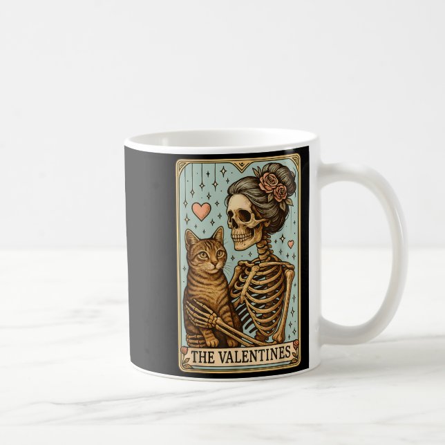 Caneca De Café Retro Tabby Cat Valentine's Day Mom Tarot Card  (Direita)